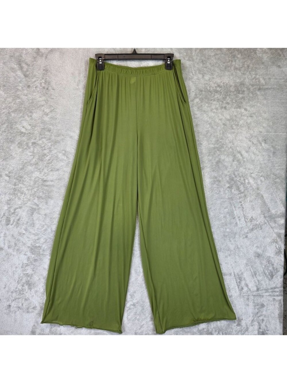 Parade Sweatpants Womens M Green Jersey Wide Leg Elastic Waist Pockets Stretch